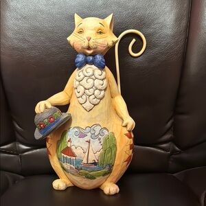 Jim Shore Yellow and Blue Cat Toy